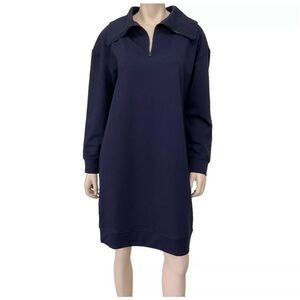 Nordstrom Dark Blue Long Sleeve Partial Zip Sweatshirt Dress Womens Size M NWT